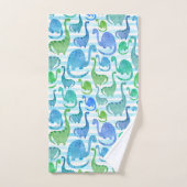 Dino Stripe Waterverf Dinosaurs Schattig Bad Handdoek (Handdoek)