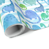Dino Stripe Waterverf Dinosaurs Schattig Cadeaupapier (Rol Hoek)