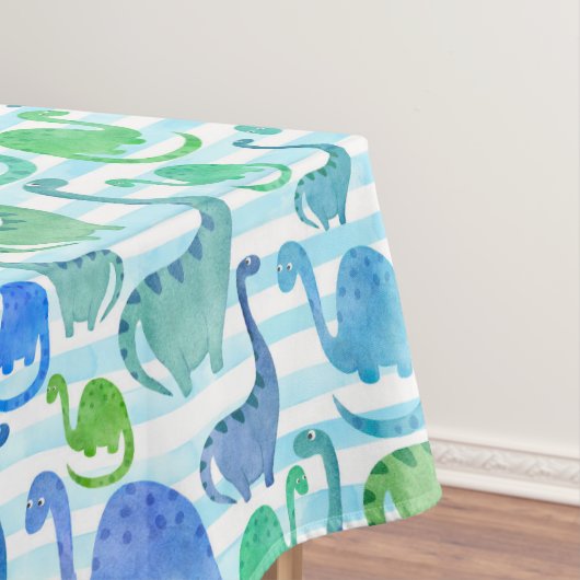 Dino Stripe Waterverf Dinosaurs Schattig Tafelkleed (Voorbeeld)
