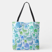 Dino Stripe Waterverf Dinosaurs Schattig Tote Bag (Achterkant)