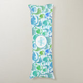 Dino Stripe Waterverf Dinosaurussen, gepersonalise Lichaamskussen (Voorkant Verticaal)