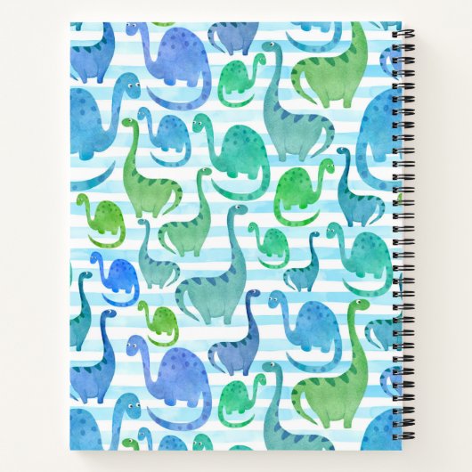 Dino Stripe Waterverf Dinosaurussen, gepersonalise Notitieboek (Achterkant)