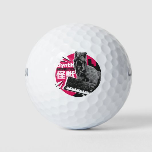 Dino Synth Muzikant Golfballen (Voorkant)