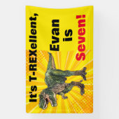 Dino T-Rex Dinosaur 7th Birthday Yellow Name Spandoek (Verticaal)