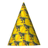 Dino T-Rex Dinosaur Funny Birthday Boy Yellow Feesthoedjes (Voorkant)