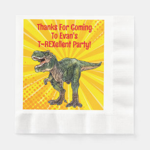Dino T-Rex Dinosaur Funny Birthday Boy Yellow Servet