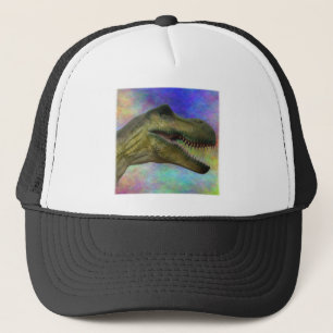Dino T-Rex Dinosaur Head op Colorful Background Trucker Pet