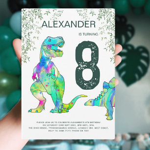 Dino T-Rex Jungle 8e Verjaardagsfeestje Groen Kaart