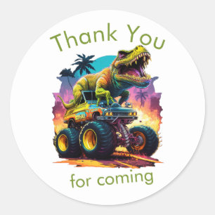 Dino T-Rex Monster Truck, dank je Ronde Sticker