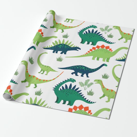 dino-t-rex-patroon cadeaupapier (Uitgerold)