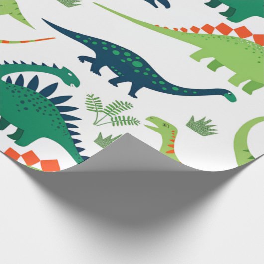 dino-t-rex-patroon cadeaupapier (Hoek)