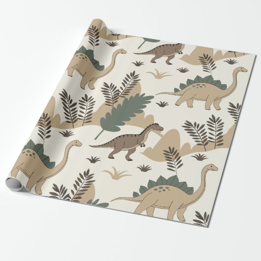 Dino T-Rex Pattern Wrapping Paper Cadeaupapier (Uitgerold)