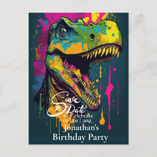 Dino T-rex Prehistorisch Bewaar de datum Briefkaart (Voorkant)