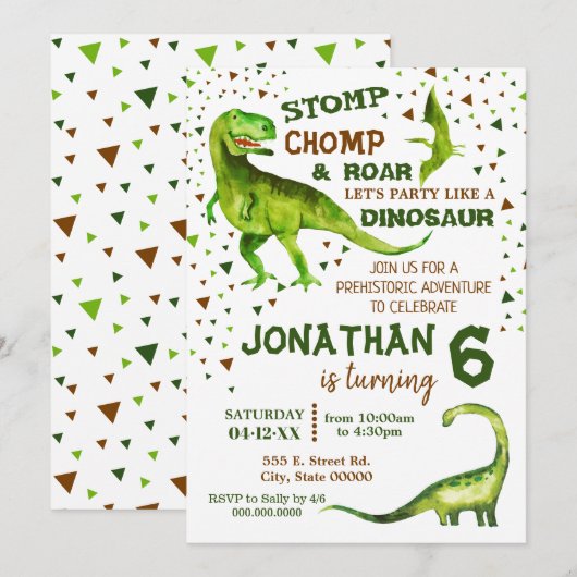 Dino T-Rex prehistorische feest Dinosaur Kaart (Voorkant / Achterkant)