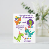 Dino-tastic 3-jaar oude verjaardagsfeestje Briefka Briefkaart (Staand voorkant)