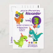 Dino-tastic 3-jaar oude verjaardagsfeestje Briefka Briefkaart (Voorkant / Achterkant)