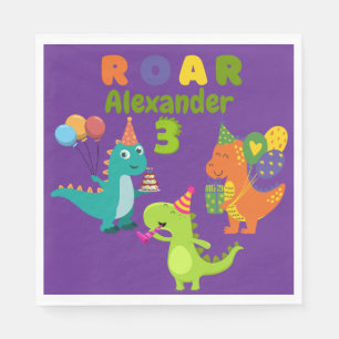 Dino-tastic 3-jarig verjaardagsfeestje servet