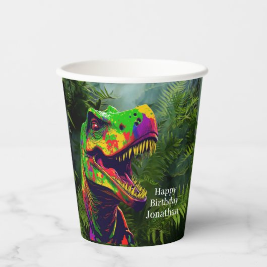 Dino-tastic Happy Birthday Papieren Bekers (Voorkant)