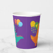 Dino-tastic Paarse Verjaardag Party Paper Cup Papieren Bekers (Rechts)