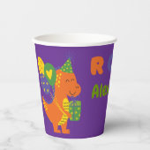 Dino-tastic Paarse Verjaardag Party Paper Cup Papieren Bekers (Voorkant)