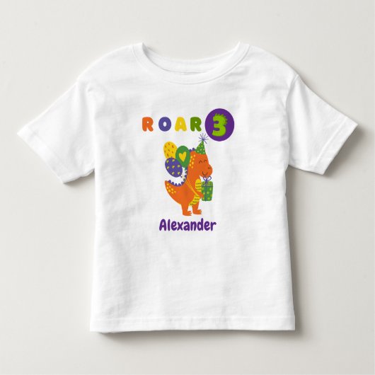 Dino-tastic Verjaardagsfeest 3-jarig T-shirt (Voorkant)