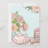 Dino Tea Party verjaardagsuitnodiging voor meisjes Kaart (Achterkant)