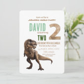 Dino-thema 2e verjaardagsfeestje kaart (Staand voorkant)