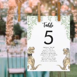Dino-thema bruiloft tafel zitplaatsenkaart
