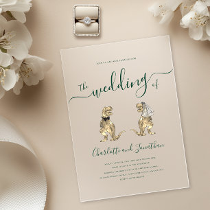 Dino Thema Groene Bruiloft Acryl Uitnodigingen