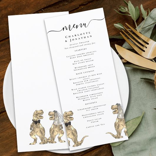 Dino-thema Huwelijksmenu Menu