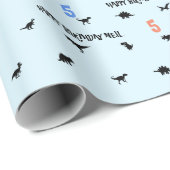 Dino-thema op Mint Green Kinder verjaardagscadeau Cadeaupapier (Rol Hoek)