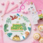 Dino Thema Schattigee Dinosaurus 1e Verjaardagsfee Papieren Bordje (Feest)