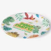 Dino Thema Schattigee Dinosaurus 1e Verjaardagsfee Papieren Bordje (Gekanteld)
