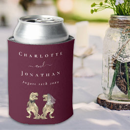 Dino Thema Trouwen Bordeauxrood & Crème Blikjeskoeler