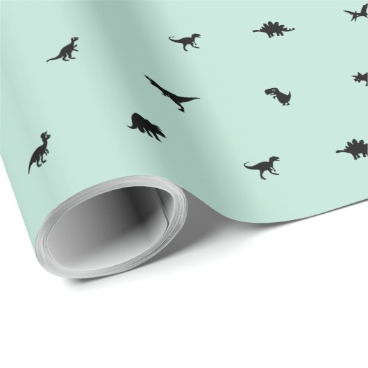 Dino-thema voor kinderverjaardagsfeestje, Mint Gre Cadeaupapier (Rol Hoek)