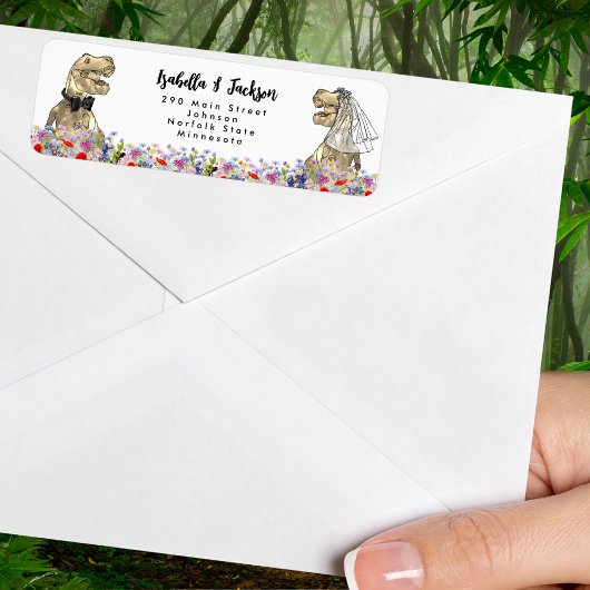 Dino-thema Wilde Bloemen Bruiloft Etiket