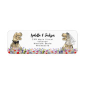 Dino-thema Wilde Bloemen Bruiloft Etiket (Voorkant)