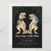 Dino-thema zwart-wit bruiloft kaart (Voorkant)