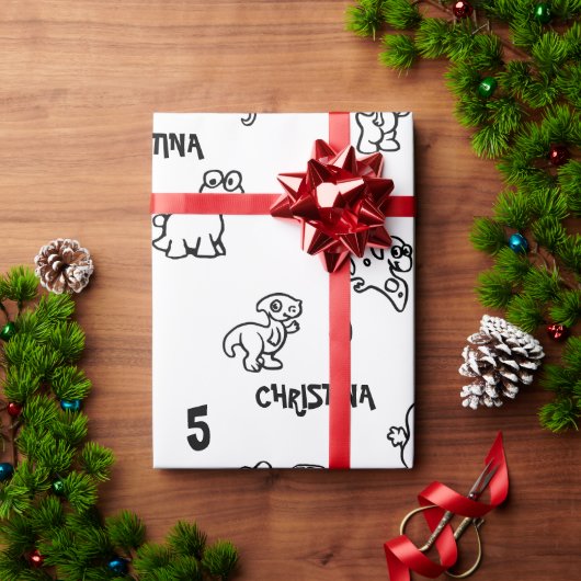 Dino-Theme Kind is jarig Cadeaupapier (Feestdagen Geschenken)