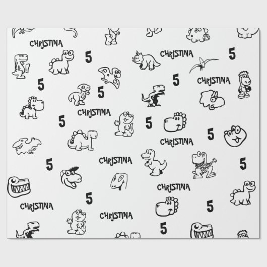 Dino-Theme Kind is jarig Cadeaupapier (Vlak)
