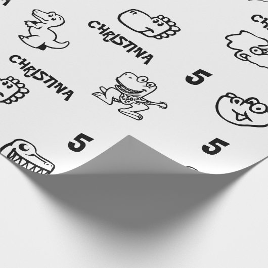 Dino-Theme Kind is jarig Cadeaupapier (Hoek)