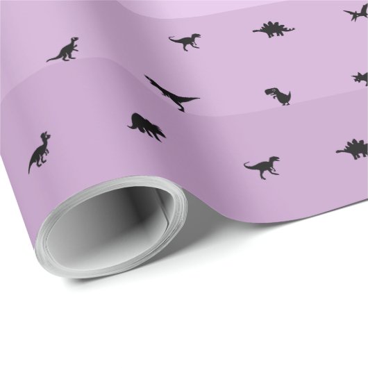 Dino-Theme Lavendel Gradient Band Verjaardagscadea Cadeaupapier (Rol Hoek)