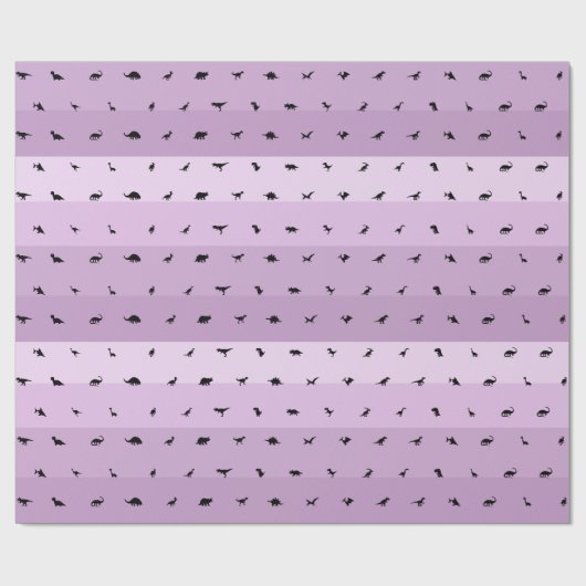 Dino-Theme Lavendel Gradient Band Verjaardagscadea Cadeaupapier (Vlak)