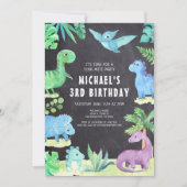 Dino Three Trex Boy 3e Dinosaurus Verjaardag Kaart (Voorkant)