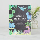 Dino Three Trex Boy 3e Dinosaurus Verjaardag Kaart (Staand voorkant)