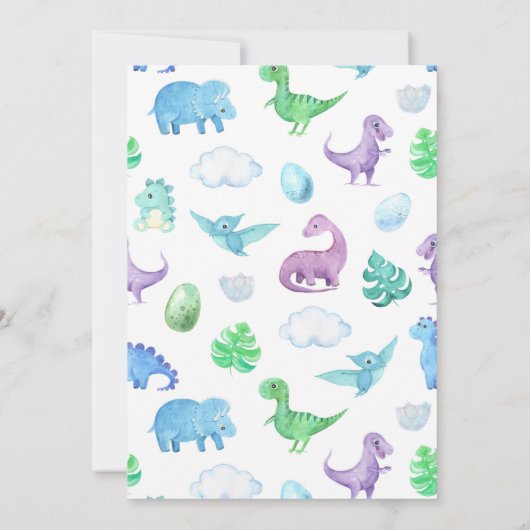 Dino Three Trex Boy 3e Dinosaurus Verjaardag Kaart (Achterkant)