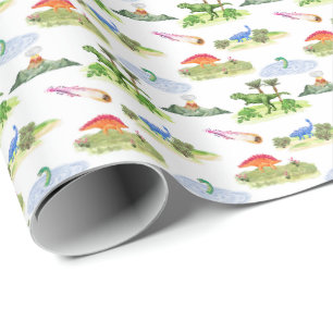 Dino toile (originele kleuren) cadeaupapier