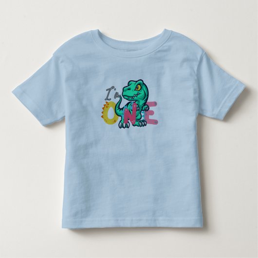 Dino TRex Ik ben 1 Verjaardag jongens ONE Terug na Kinder Shirts (Voorkant)