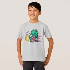 Dino TRex Ik ben 1 Verjaardag jongens ONE Terug na T-shirt
