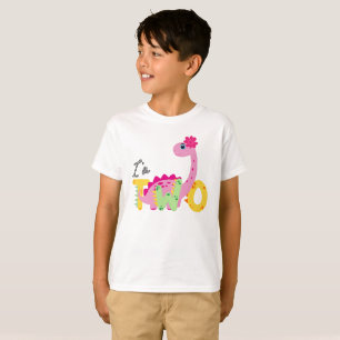 Dino TRex  Ik ben 2 Verjaardag jongens twee Terug  T-shirt